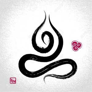 37617846-yoga-lotus-pose-and-air-element-symbol-with-oriental-brushwork-style-stock-vector-123rfcom
